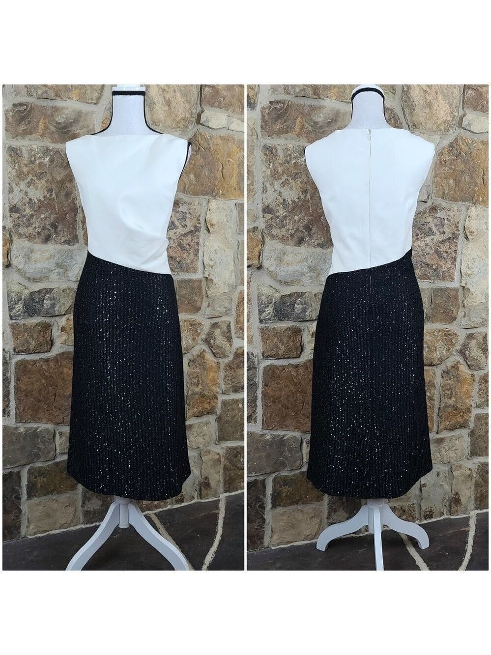 NWT St John 12 Colorblock Tuxedo Cocktail Dress - Picture 3 of 12